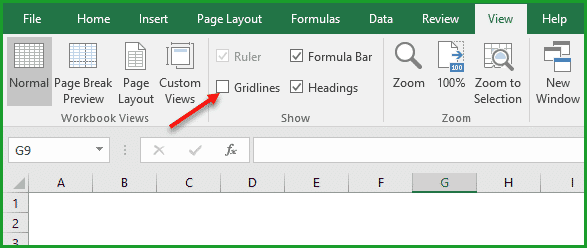 How to disable gridlines in excel