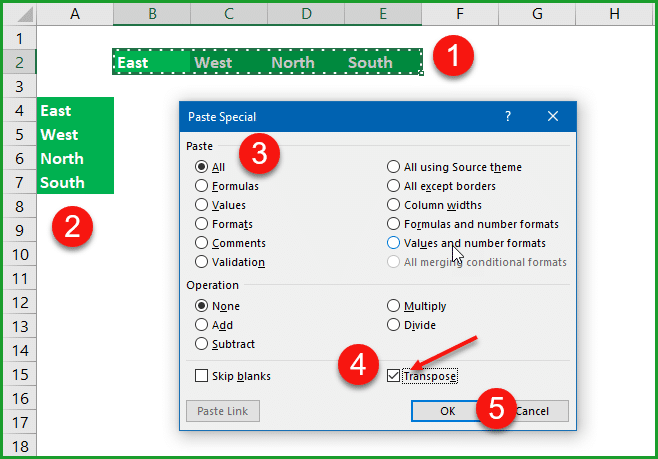 How to use excel transpose option - best excel tips 