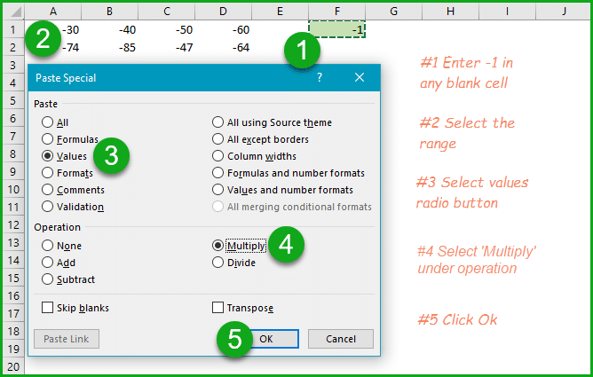 Paste Special with operations