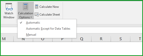 excel calculation options