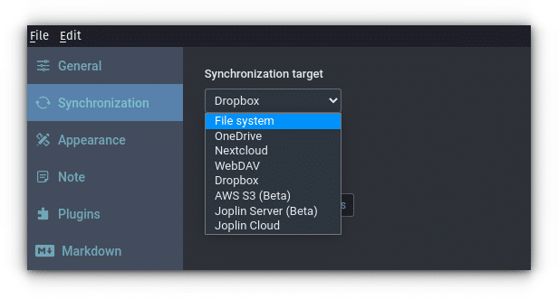 Joplin sync