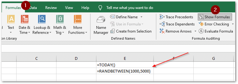 show formulas option in excel