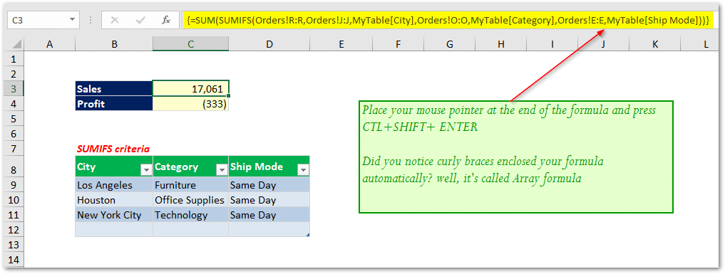 SUMIFS with multiple criteria 