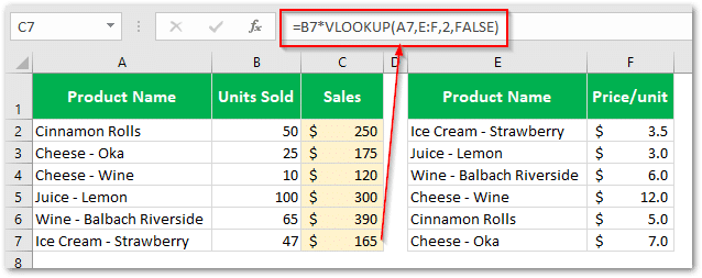 vlookup for simple calculations