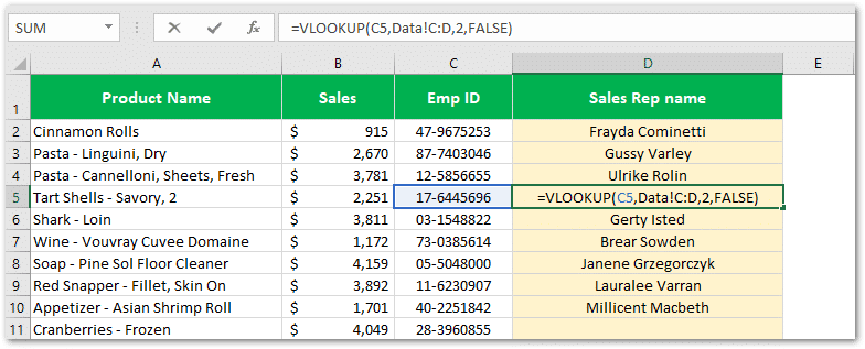vlookup from different sheet
