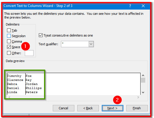 Excel text to columns_Example #2