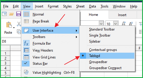 LibreOffice Cal Customization Tab Style