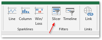 insert slicer in excel