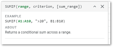 sumif syntax