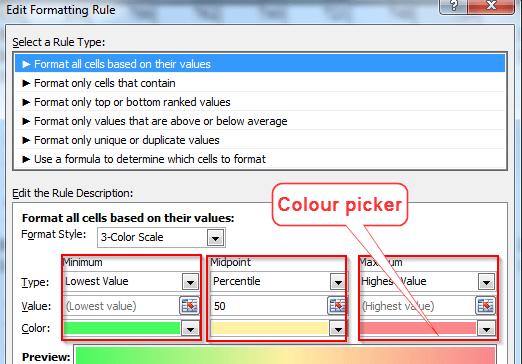 Creating Excel Heat Map Example #3
